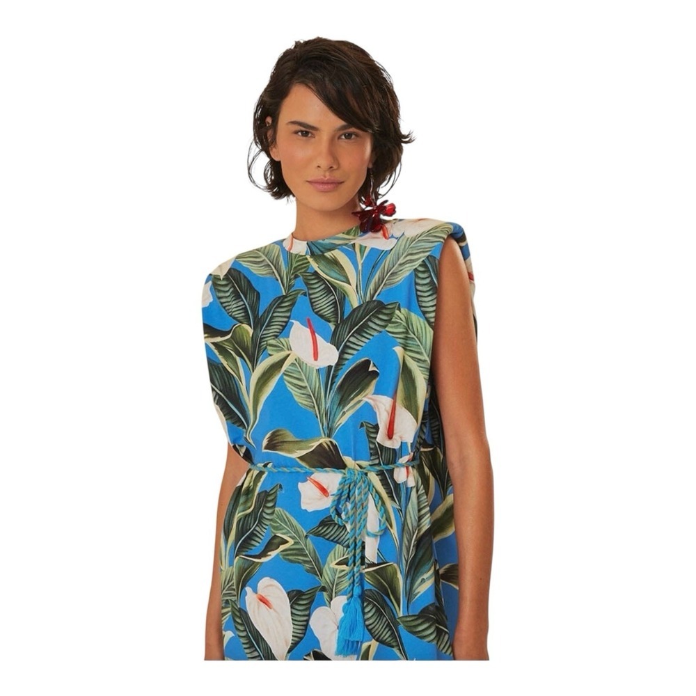 FARM Rio Floral Sleeveless Padded Floral Tie Multicolor Mini Dress Size Small - Picture 7 of 16